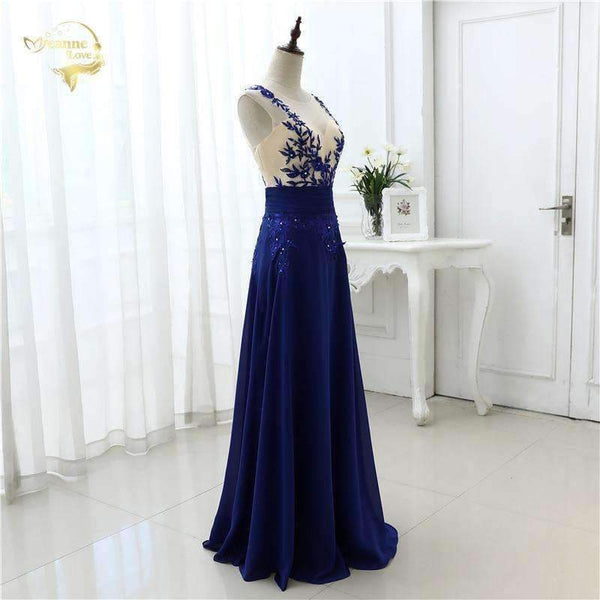 Planet Gates Fashion Sexy Chiffon Blue Party Evening Dresses 2018 Long Formal Prom Robe De Soiree Woman's Dress OL3102 PlUS