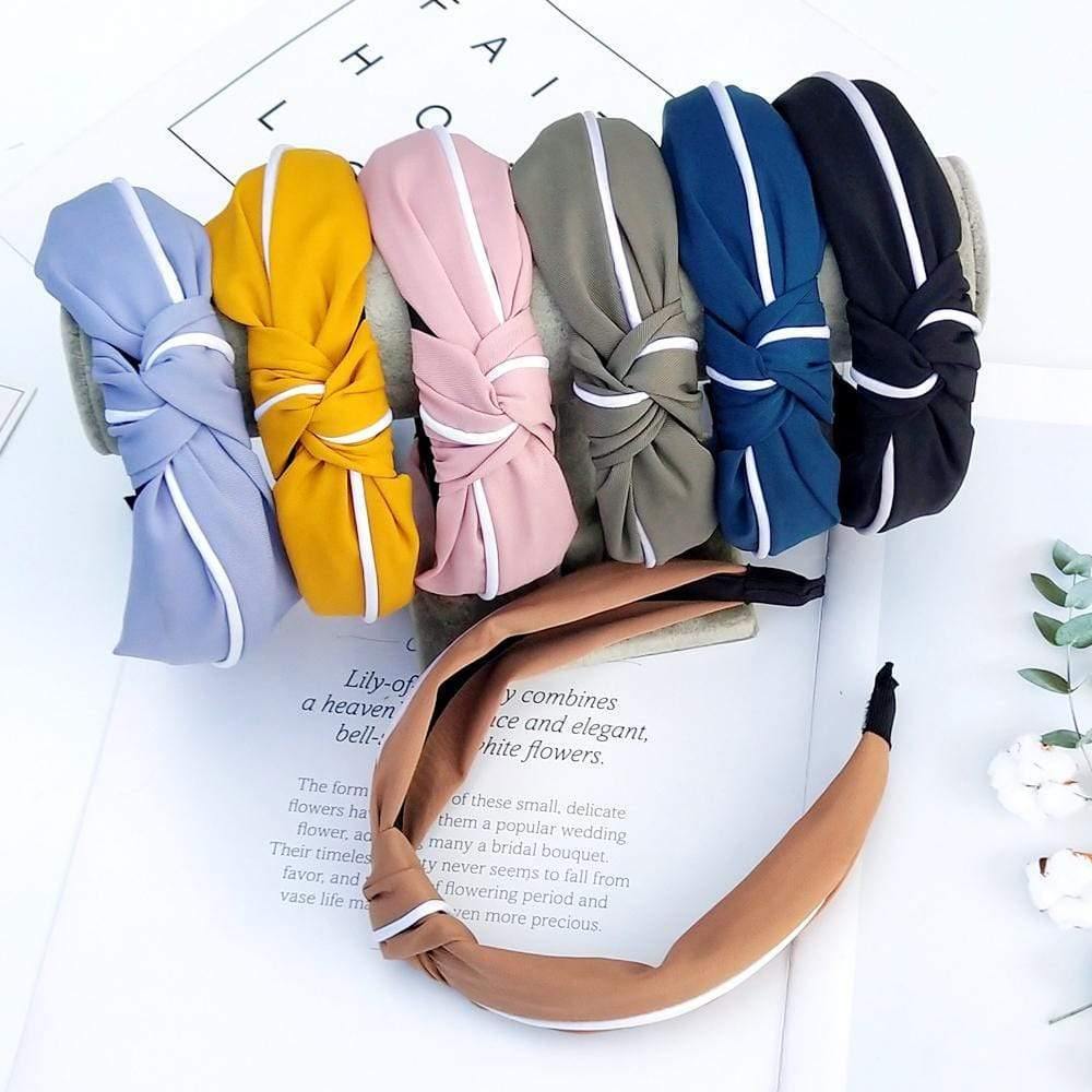 Fashion Solid Color Hair Bands For Women Cross Knot Bow White Side Headband Girl Sport Face Wash Hair Accessories FG078