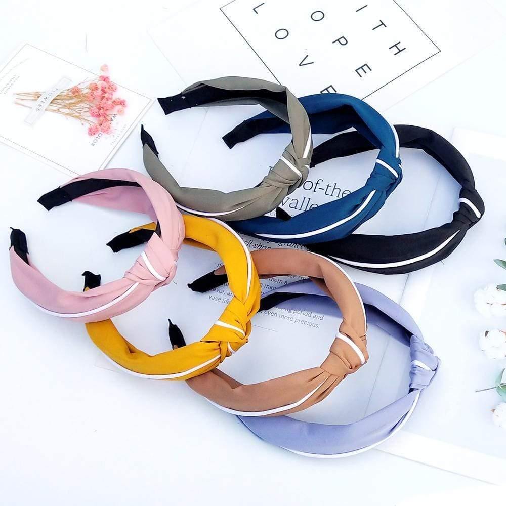 Fashion Solid Color Hair Bands For Women Cross Knot Bow White Side Headband Girl Sport Face Wash Hair Accessories FG078