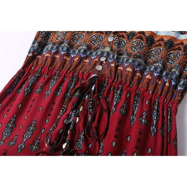 Planet Gates Fashion Summer Autumn New Sexy Hollow Out Long Beach Dresses Women Casual Bohemian Printed Chiffon Long V-Neck Dress