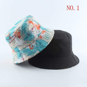 Planet Gates Fashion Summer Coconut Tree Flower Printed Fisherman Caps Panama Bucket Hat Reversible Gorro Pescador Men Women