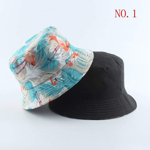 Planet Gates Fashion Summer Coconut Tree Flower Printed Fisherman Caps Panama Bucket Hat Reversible Gorro Pescador Men Women