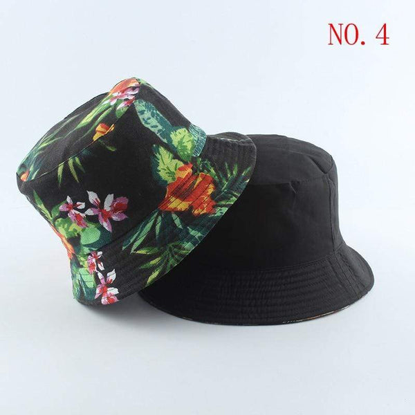 Planet Gates Fashion Summer Coconut Tree Flower Printed Fisherman Caps Panama Bucket Hat Reversible Gorro Pescador Men Women