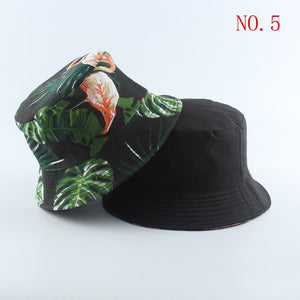 Planet Gates Fashion Summer Coconut Tree Flower Printed Fisherman Caps Panama Bucket Hat Reversible Gorro Pescador Men Women