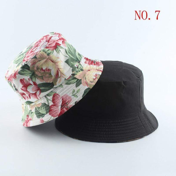 Planet Gates Fashion Summer Coconut Tree Flower Printed Fisherman Caps Panama Bucket Hat Reversible Gorro Pescador Men Women