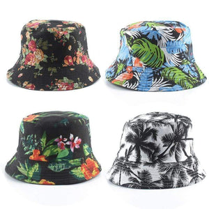 Planet Gates Fashion Summer Coconut Tree Flower Printed Fisherman Caps Panama Bucket Hat Reversible Gorro Pescador Men Women
