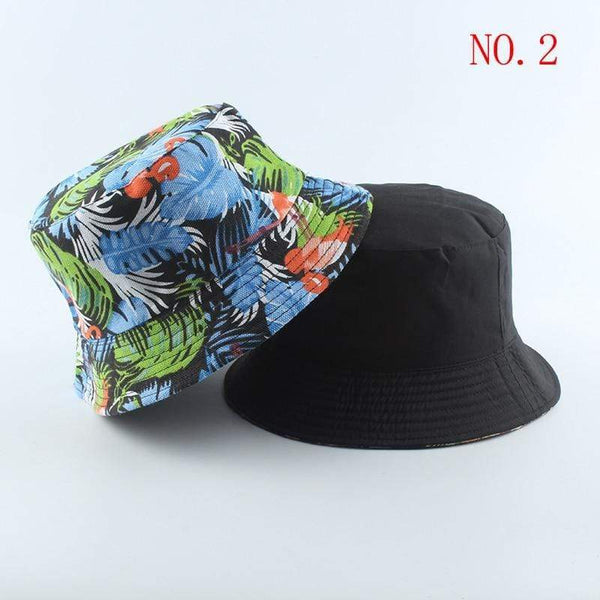 Planet Gates Fashion Summer Coconut Tree Flower Printed Fisherman Caps Panama Bucket Hat Reversible Gorro Pescador Men Women