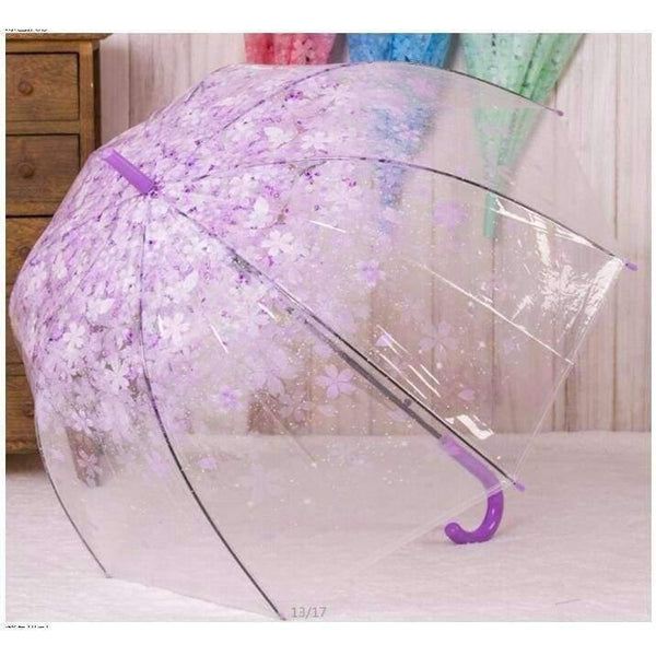Planet Gates Fashion Transparent Clear Umbrella Cherry Blossom Mushroom Apollo Princess Women Rain Umbrella Sakura Long Handle Umbrellas