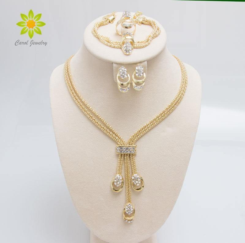 Planet Gates Fashion Trendy Jewelry Set For Women Gold/Silver Plated Beads Collar Necklace Earrings Bracelet Rings Sets