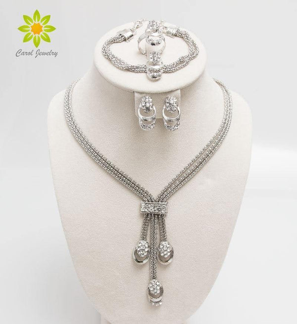 Planet Gates Fashion Trendy Jewelry Set For Women Gold/Silver Plated Beads Collar Necklace Earrings Bracelet Rings Sets