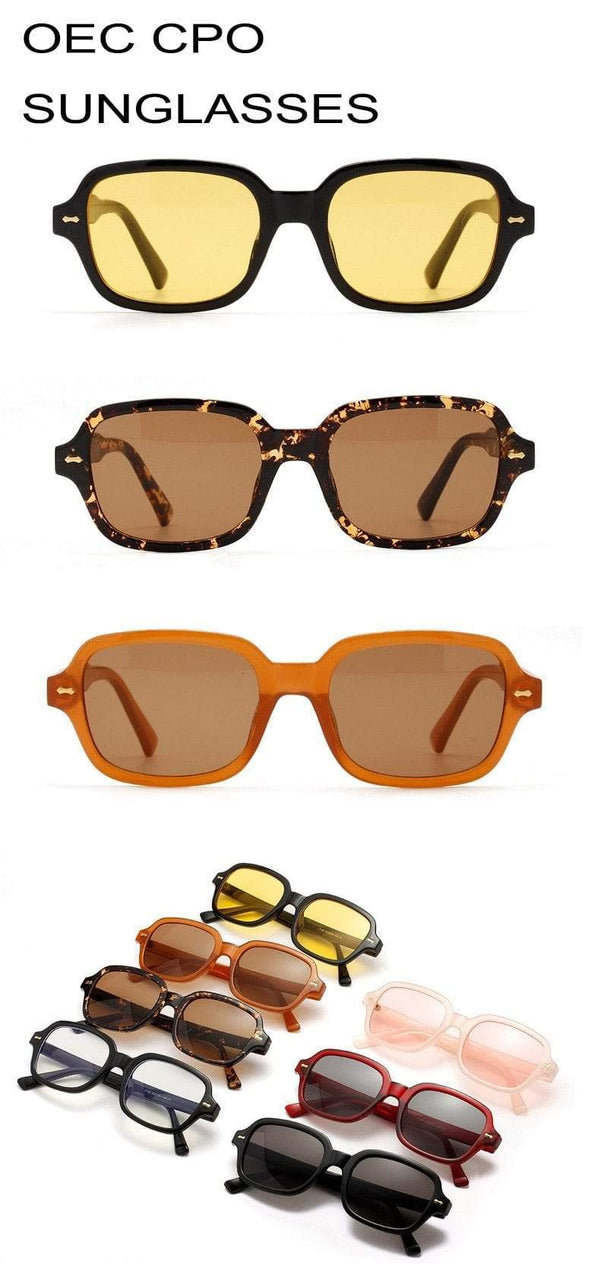 Planet Gates Fashion Unisex Square Sunglasses Men Women Fashion Small Frame Yellow Sunglasses Female Retro Rivet Glasses UV400 O403