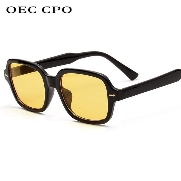 Planet Gates Fashion Unisex Square Sunglasses Men Women Fashion Small Frame Yellow Sunglasses Female Retro Rivet Glasses UV400 O403
