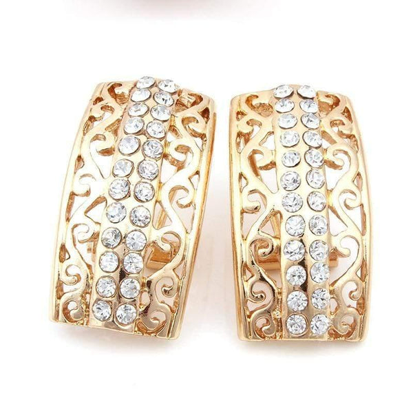 Planet Gates Fashion vintage luksus rhinestone brudehalskæde øreringe armbånd afrikansk kostume guldfarvet smykkesæt
