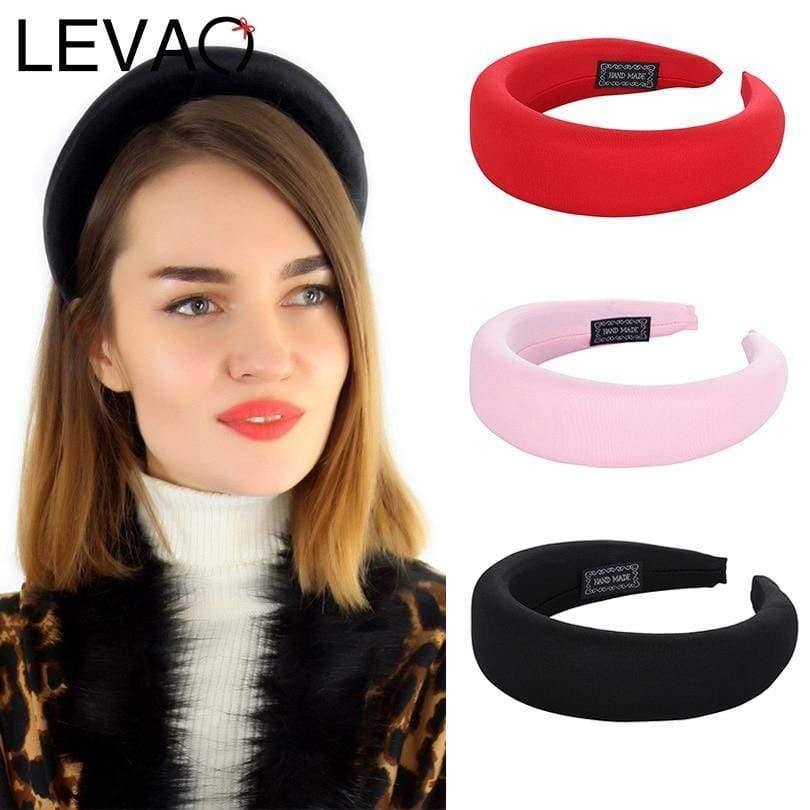 Fashion Western Style Solid Colors Thicken Padded Headband Bezel Turban Women Hairbands Girls Accessories Headwear