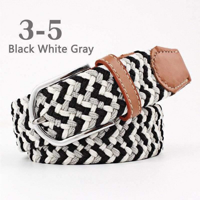 Fashion Wide Belt For Men Women Elastic Knitted Braid Jeans Dress Belt With Leather Metal Buckle Casual Belt For Unisex