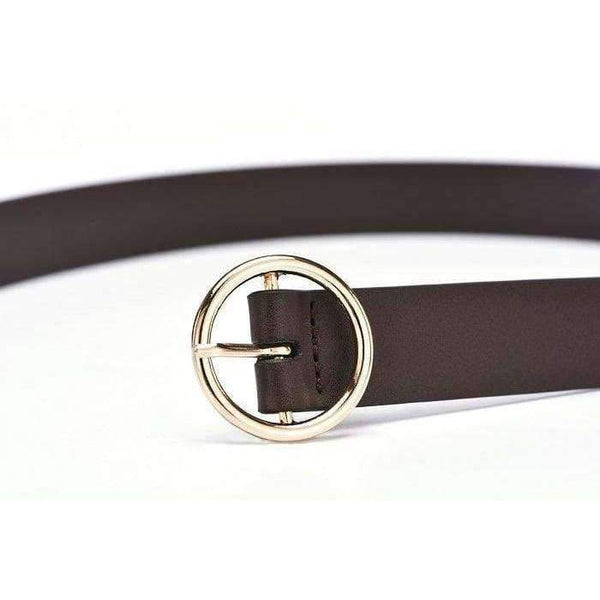 Planet Gates Fashion Woman Brown Belt Waist Casual O Ring Belts Black Faux Leather Belts For Women Waistband Buckle 110CM Girls Belt