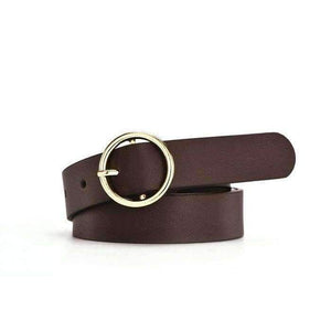 Planet Gates Fashion Woman Brown Belt Waist Casual O Ring Belts Black Faux Leather Belts For Women Waistband Buckle 110CM Girls Belt