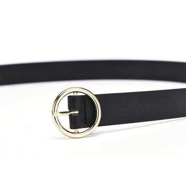 Planet Gates Fashion Woman Brown Belt Waist Casual O Ring Belts Black Faux Leather Belts For Women Waistband Buckle 110CM Girls Belt