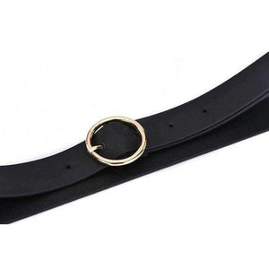 Planet Gates Fashion Woman Brown Belt Waist Casual O Ring Belts Black Faux Leather Belts For Women Waistband Buckle 110CM Girls Belt