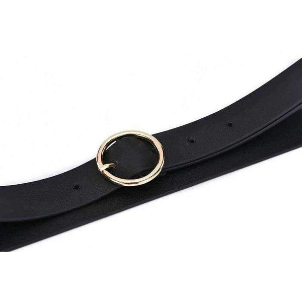 Planet Gates Fashion Woman Brown Belt Waist Casual O Ring Belts Black Faux Leather Belts For Women Waistband Buckle 110CM Girls Belt