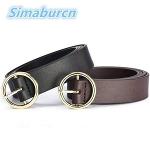 Planet Gates Fashion Woman Brown Belt Waist Casual O Ring Belts Black Faux Leather Belts For Women Waistband Buckle 110CM Girls Belt