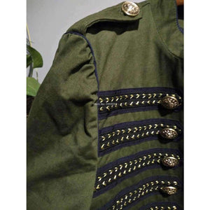 Planet Gates Fashion Woman Khaki MILITARY STYLE JACKET Mandarin collar long sleeves Contrasting bands Front snap buttons