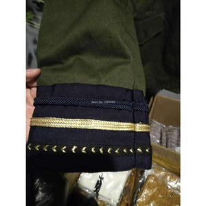 Planet Gates Fashion Woman Khaki MILITARY STYLE JACKET Mandarin collar long sleeves Contrasting bands Front snap buttons