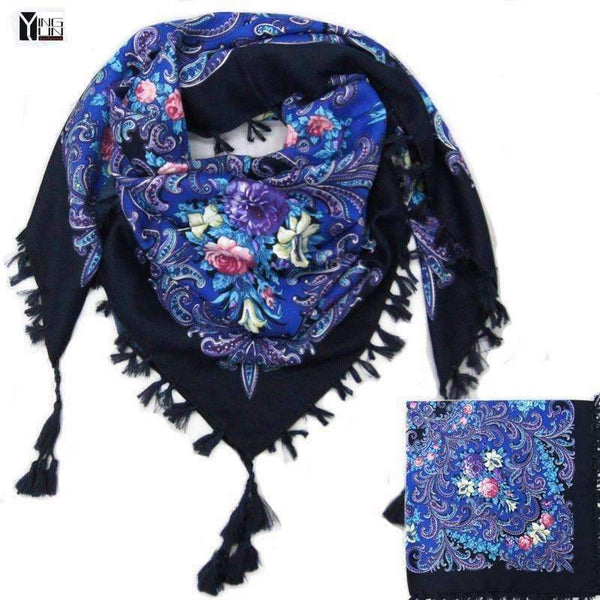 Planet Gates Fashion woman Scarf square scarves short tassel floral printed Women Wraps Winter lady shawls free shipping-03