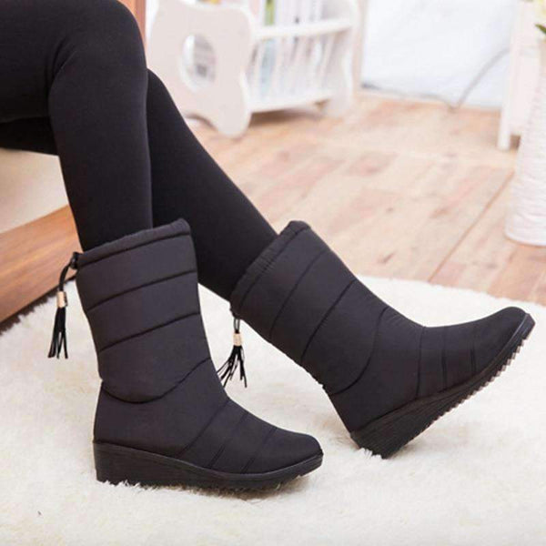 Planet Gates Fashion Women Boots Female Tassel Winter Ankle Boots Shoes Down Wedges Snow Boots Ladies Shoes Woman Warm
