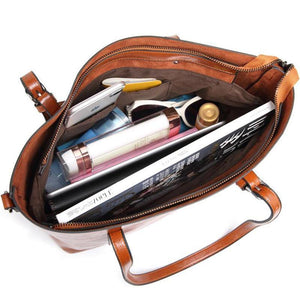 Planet Gates Fashion Women Handbags Oil Wax PU Leather Large Capacity Tote Bag Casual Travel Bag