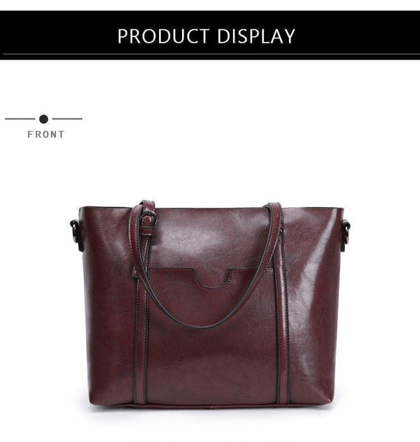 Planet Gates Fashion Women Handbags Oil Wax PU Leather Large Capacity Tote Bag Casual Travel Bag