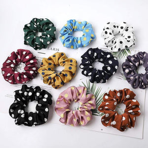 Fashion Women's Basic Solid Color Dots Elastic Hairbands College Style Hair Scrunchies Girl's Hair Accessories