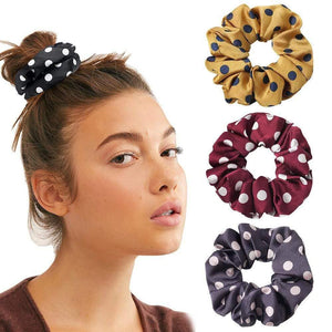 Fashion Women's Basic Solid Color Dots Elastic Hairbands College Style Hair Scrunchies Girl's Hair Accessories