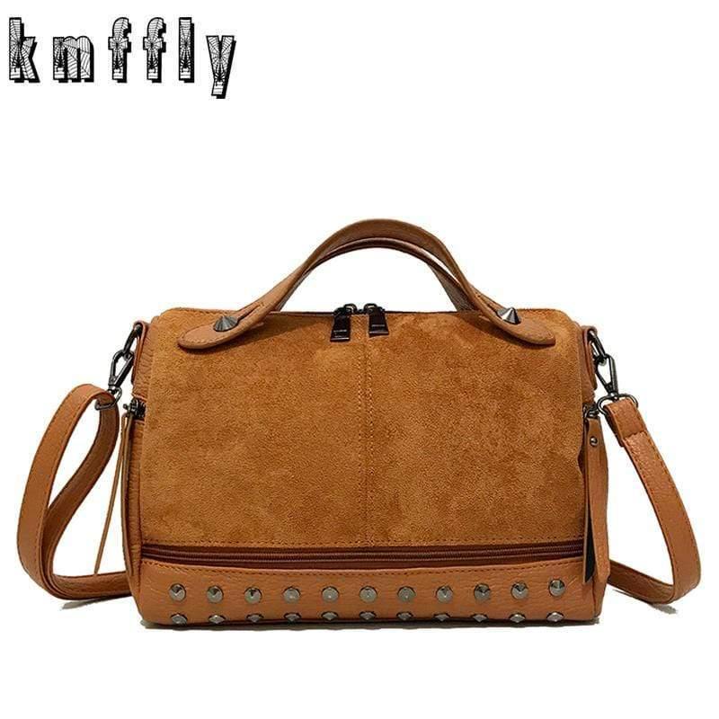 Fashion Women Top-handle Bags with Rivets Small Vintage Motorcycle Tote Bags Sac 2019 High Quality Leather Female Shoulder Bag