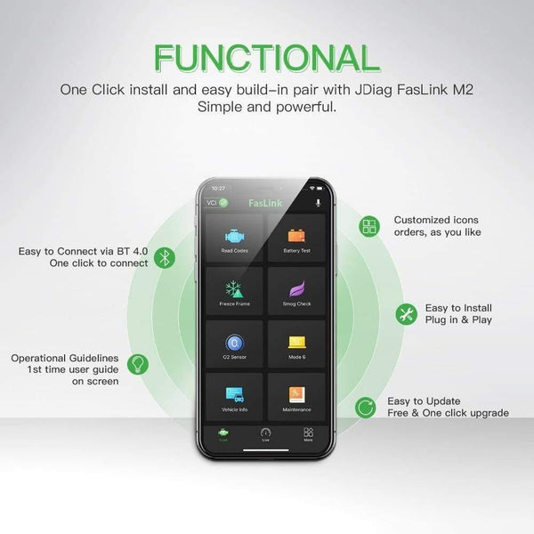 Planet Gates Faslink M2   Bluetooth 4.2  OBD2 Scanner  Check engine Light code Reader Compatible  iPhone iOS and Android