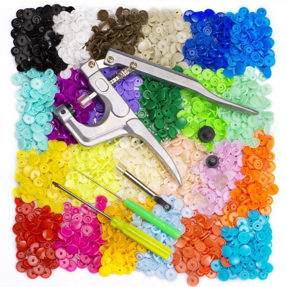 Planet Gates Fastener Snap Button with Snaps Pliers Tool Kit 640pcs/1500pcs T5 Plastic Resin Snap Button Press Stud Cloth Sewing Tool