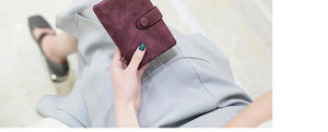 Planet Gates Faux Suede Women Wallet Many Departments Short Trifold Card Holder Zipper Coin Purse Hasp Fashion Solid Female Purses Girls