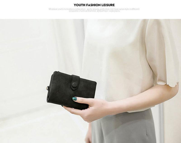 Planet Gates Faux Suede Women Wallet Many Departments Short Trifold Card Holder Zipper Coin Purse Hasp Fashion Solid Female Purses Girls