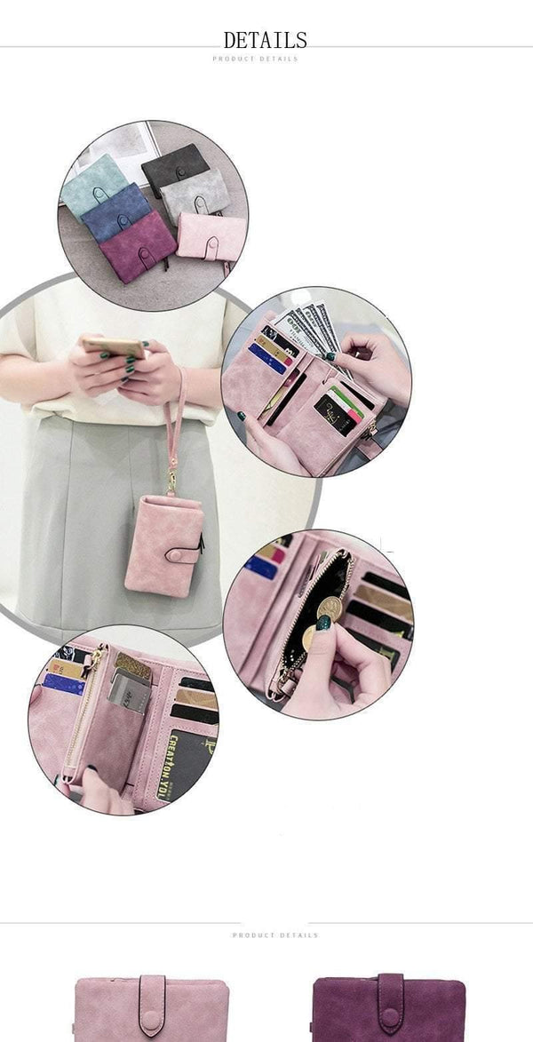 Planet Gates Faux Suede Women Wallet Many Departments Short Trifold Card Holder Zipper Coin Purse Hasp Fashion Solid Female Purses Girls