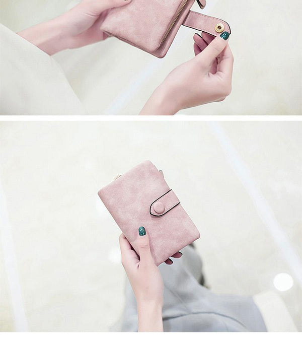 Planet Gates Faux Suede Women Wallet Many Departments Short Trifold Card Holder Zipper Coin Purse Hasp Fashion Solid Female Purses Girls