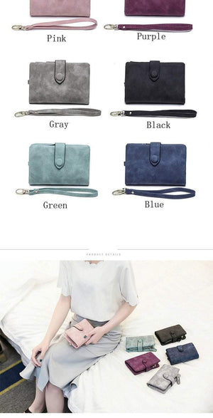 Planet Gates Faux Suede Women Wallet Many Departments Short Trifold Card Holder Zipper Coin Purse Hasp Fashion Solid Female Purses Girls