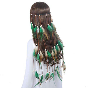 Planet Gates Feather Headband AWAYTR Rope Crown for Women Indian Headwear Festival Hair Accessories Summer Beach Headpieces