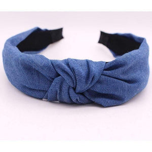 Female Bohemian Vintage Cotton Denim Fabric Knotted Headband Women  Head Wear Accessories