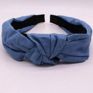 Female Bohemian Vintage Cotton Denim Fabric Knotted Headband Women  Head Wear Accessories