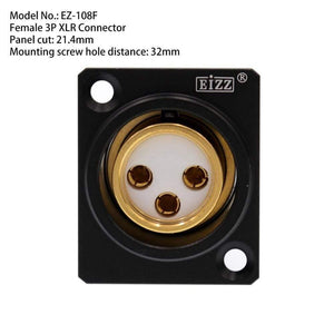 EIZZ High End 3-PIN Male Female XLR Connector MIC AMP CANNON Plug Adapter 24K Gold Plated Tellurium Copper Teflon Insulator 1PC