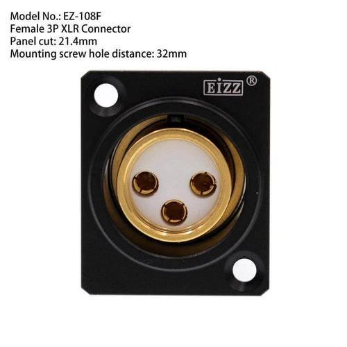 EIZZ High End 3-PIN Male Female XLR Connector MIC AMP CANNON Plug Adapter 24K Gold Plated Tellurium Copper Teflon Insulator 1PC