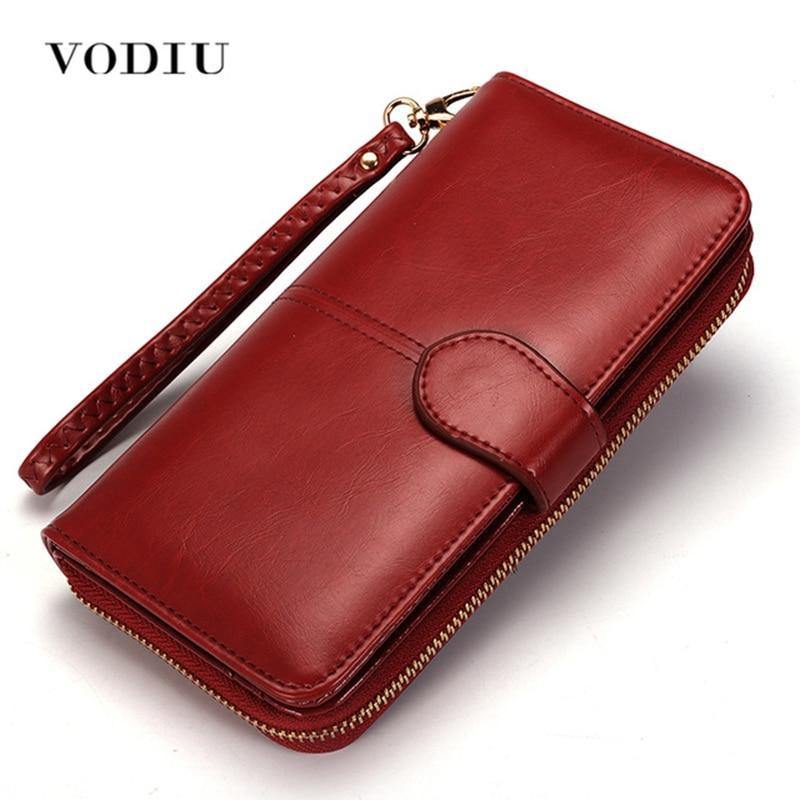 Planet Gates Female Purse Women Leather Wallet Long Trifold Coin Purse Card Holder Money Clutch Wristlet Multifunction Zipper