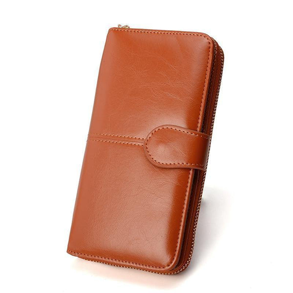 Planet Gates Female Purse Women Leather Wallet Long Trifold Coin Purse Card Holder Money Clutch Wristlet Multifunction Zipper