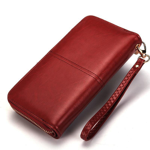 Planet Gates Female Purse Women Leather Wallet Long Trifold Coin Purse Card Holder Money Clutch Wristlet Multifunction Zipper