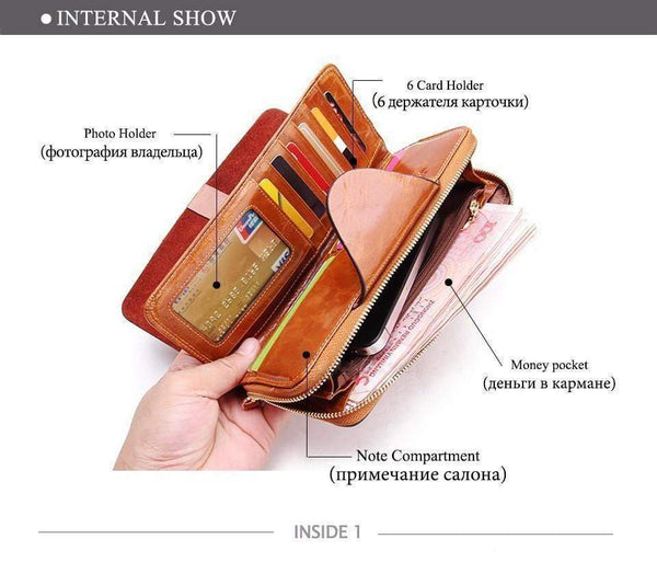 Planet Gates Female Wallets Zipper Genuine Leather Long Design Lovers Men/Women Wallets Mobile phone clutch